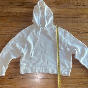 Cream Women's Hooded Knit Pullover Sweatshirt